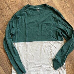 J.Crew Long-sleeve slub cotton pocket T-shirt Pine Stone Beige Green Medium Men
